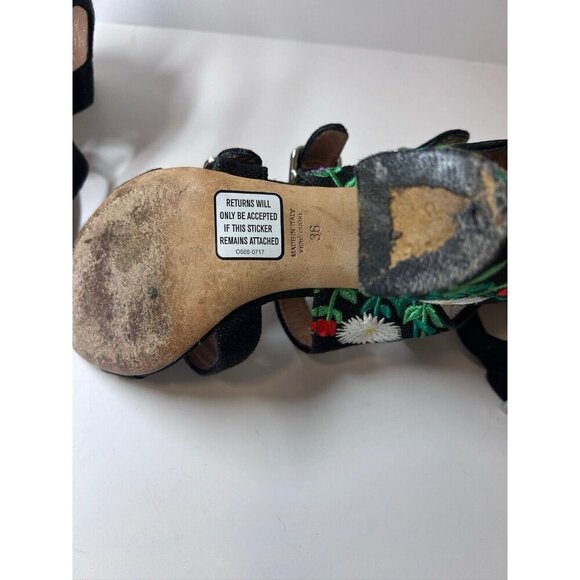 Laurence Dacade Dana Floral Embroidered Linen Sandal Block Heel 36 - Picture 5 of 11